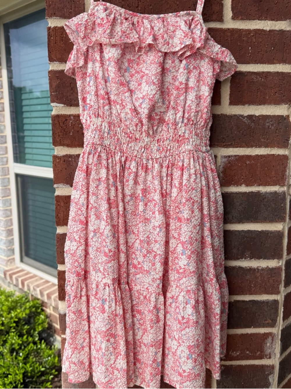 Polo by Ralph Lauren Pink Floral Seersucker Ruffle Sundress